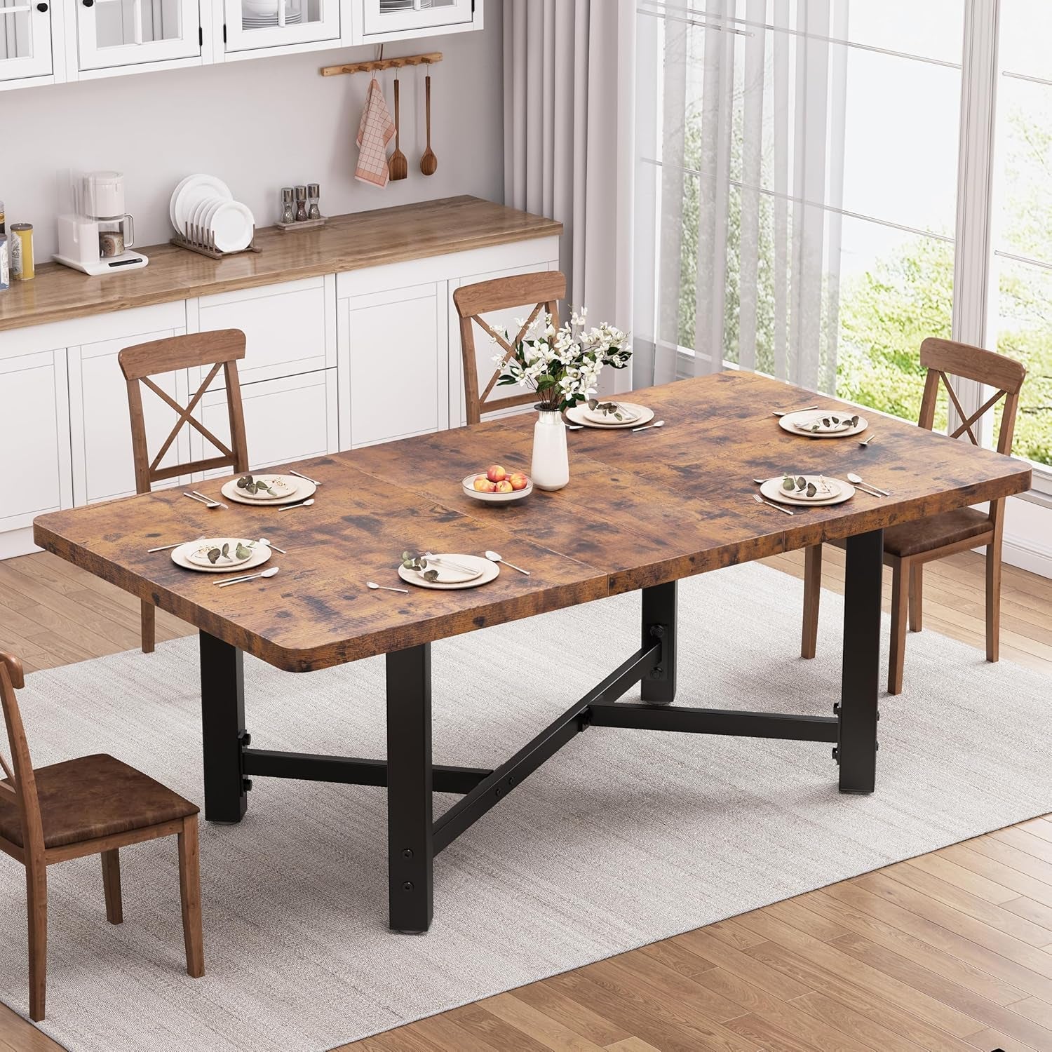 Extendable 62 Inch Brown Wood Dining Table Seats 4 To 6