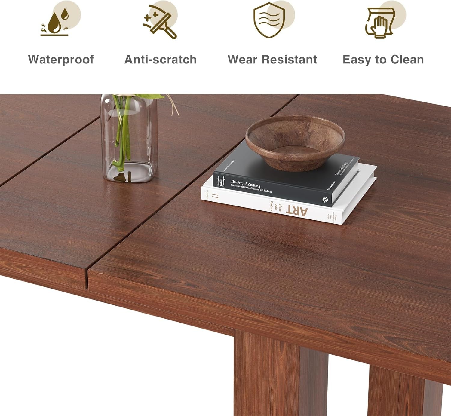 Extendable Dining Table 55 Inch To 78 Inch Brown Farmhouse