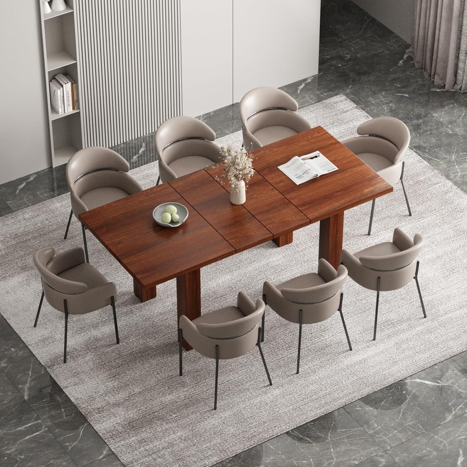 Extendable Dining Table 55 Inch To 78 Inch Brown Farmhouse