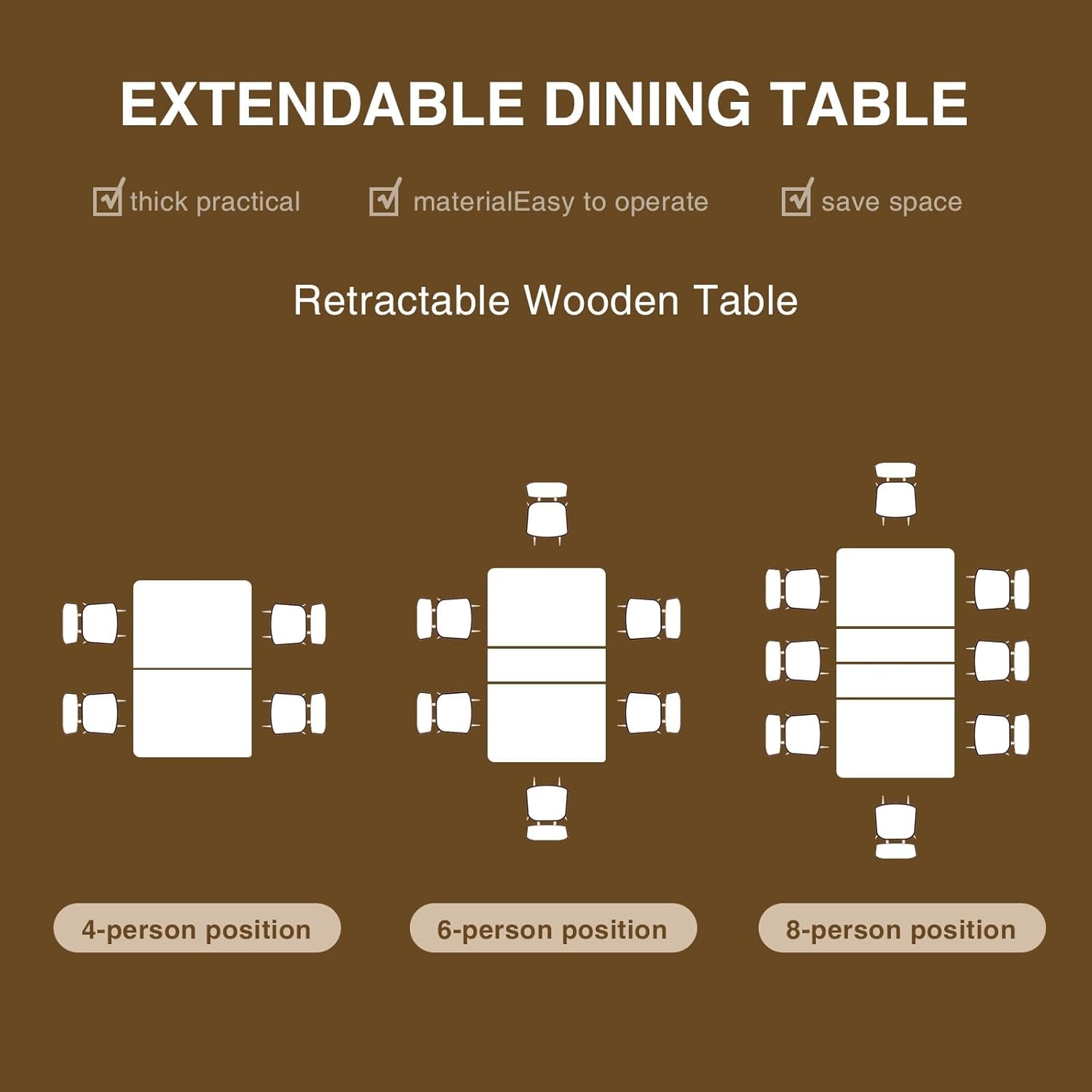 Extendable Dining Table 55 Inch To 78 Inch Brown Farmhouse