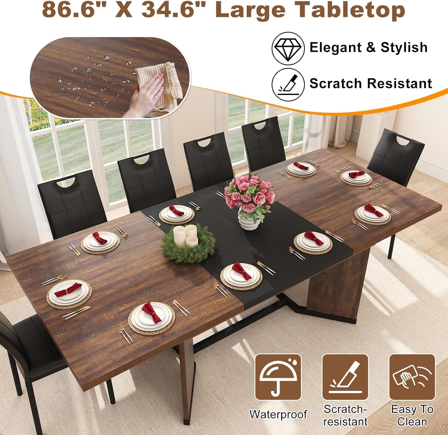 Extendable Dining Table 59 To 86 Inches Removable Leaves