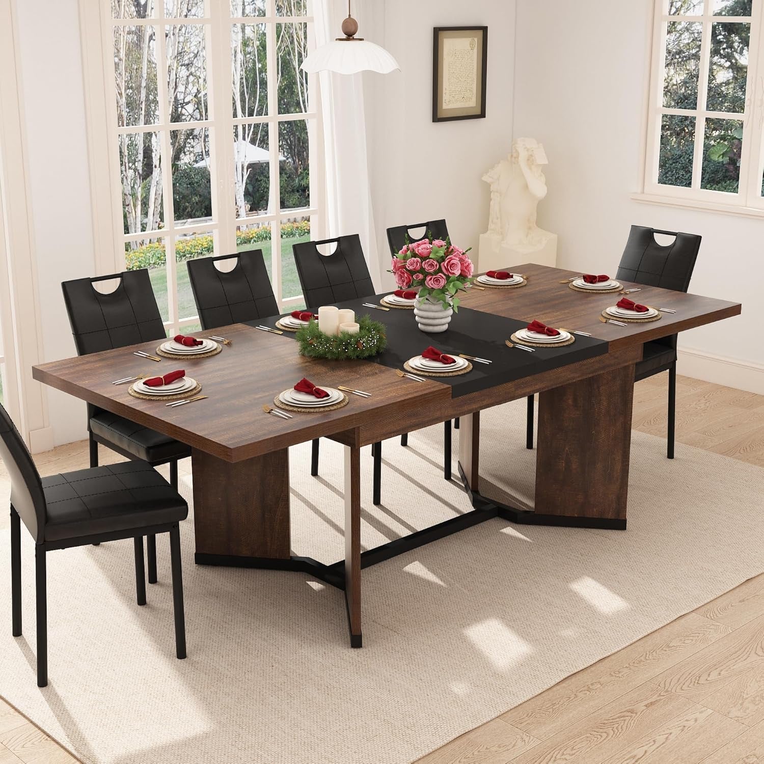 Extendable Dining Table 59 To 86 Inches Removable Leaves