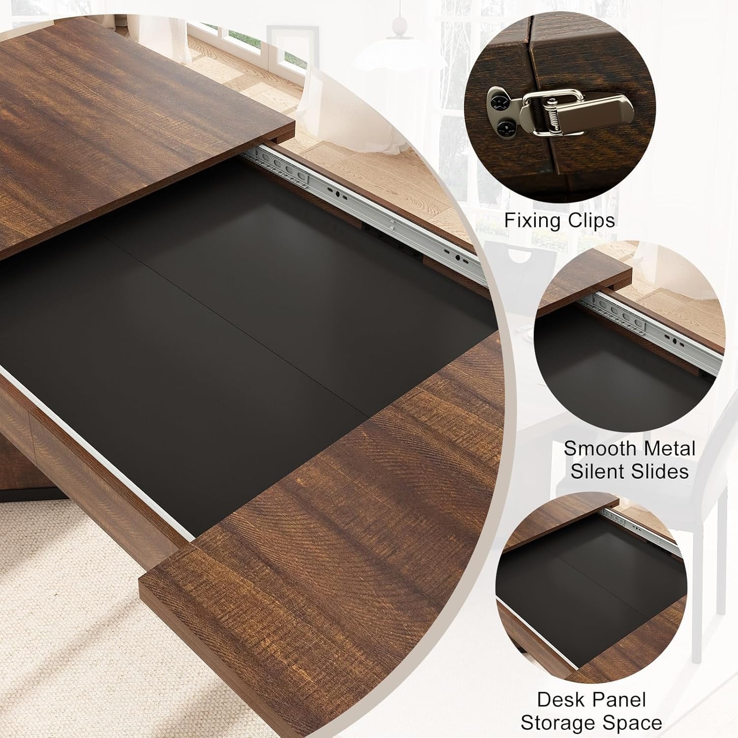 Extendable Dining Table 59 To 86 Inches Removable Leaves