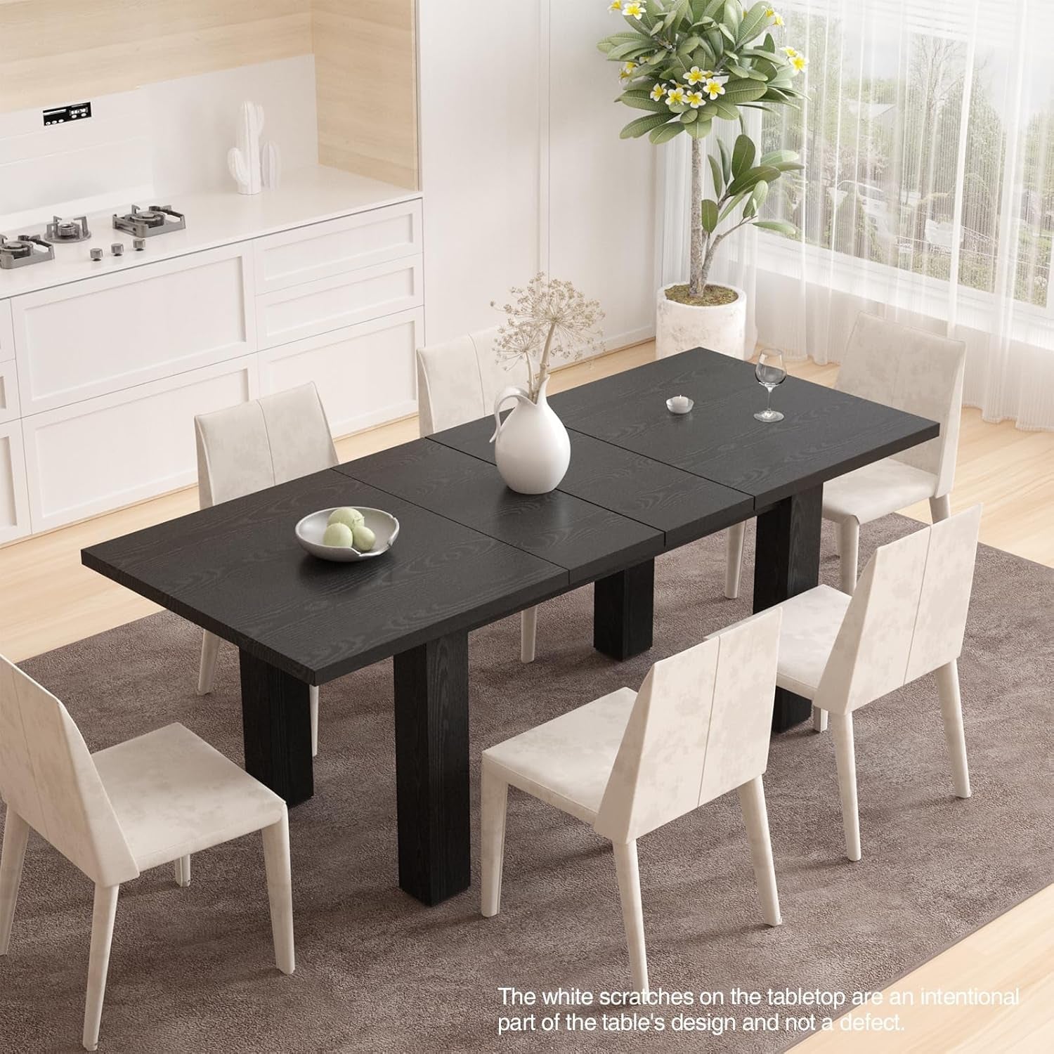 Extendable Dining Table 6 To 10 Seater 55 To 78 In Black