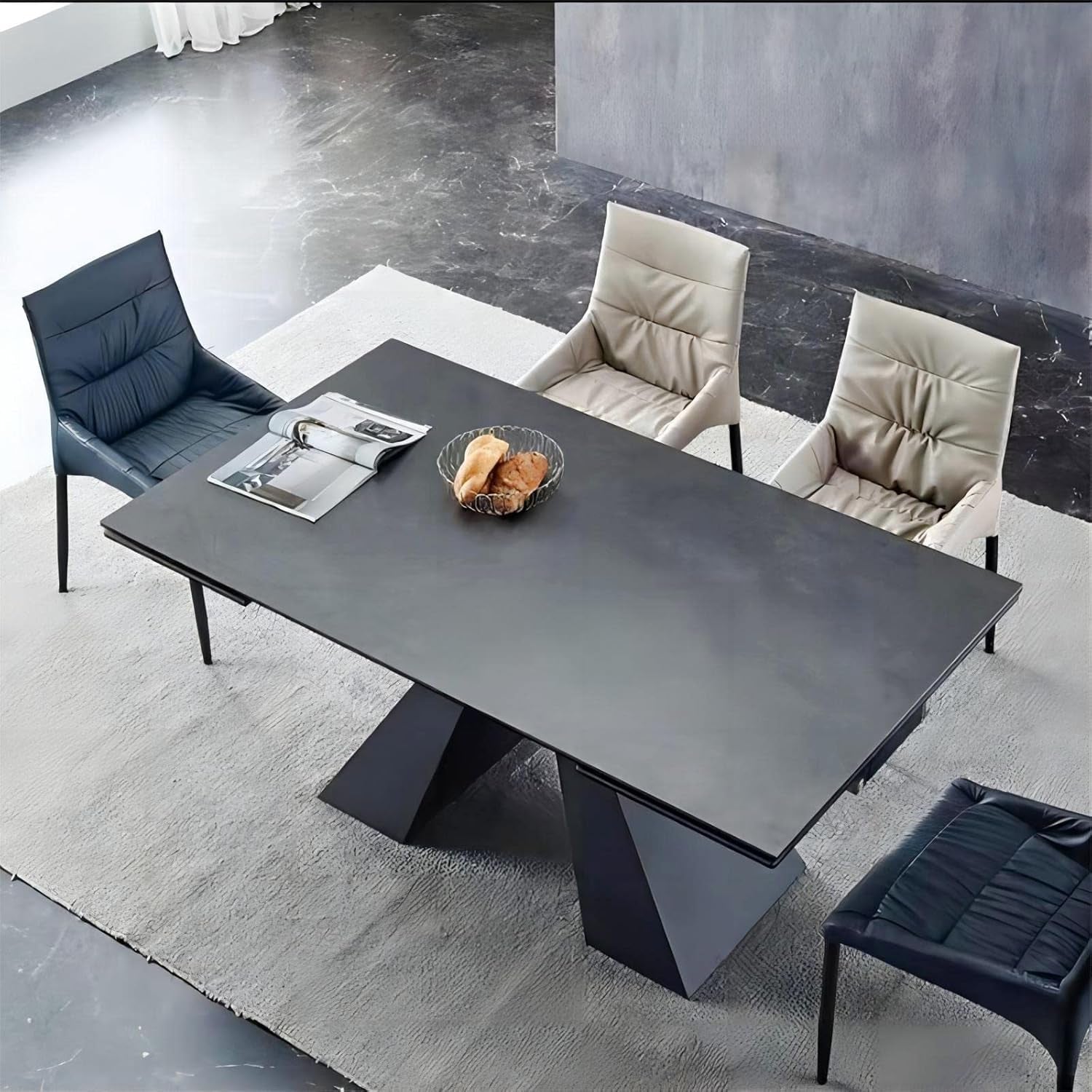 Extendable Dining Table For 8 To 12 Seats Dark Grey Finish