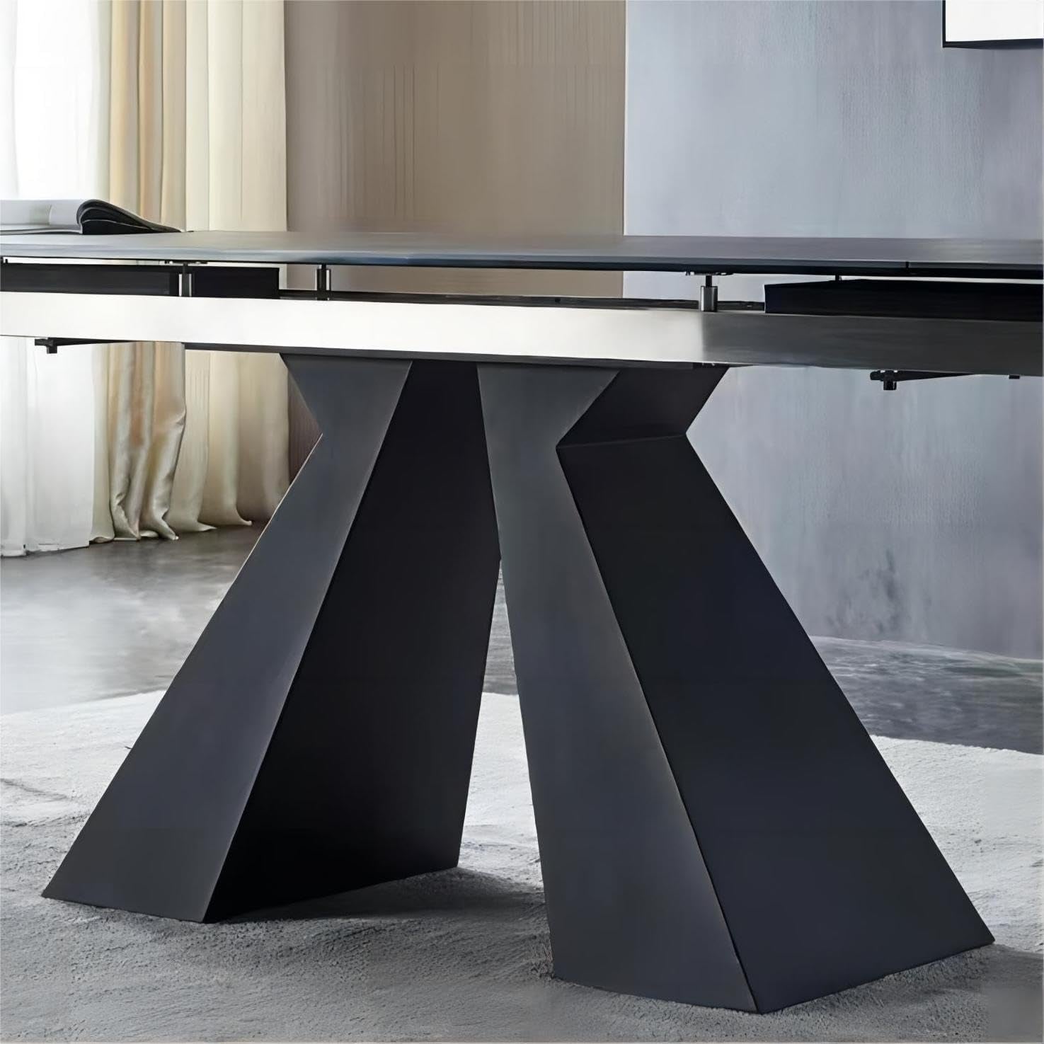 Extendable Dining Table For 8 To 12 Seats Dark Grey Finish