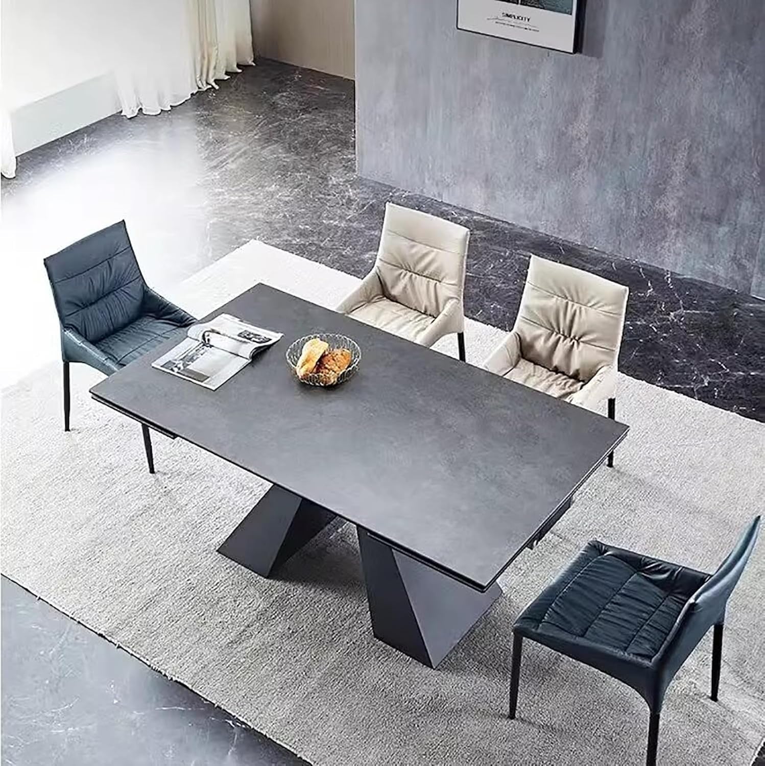 Extendable Dining Table For 8 To 12 Seats Dark Grey Finish