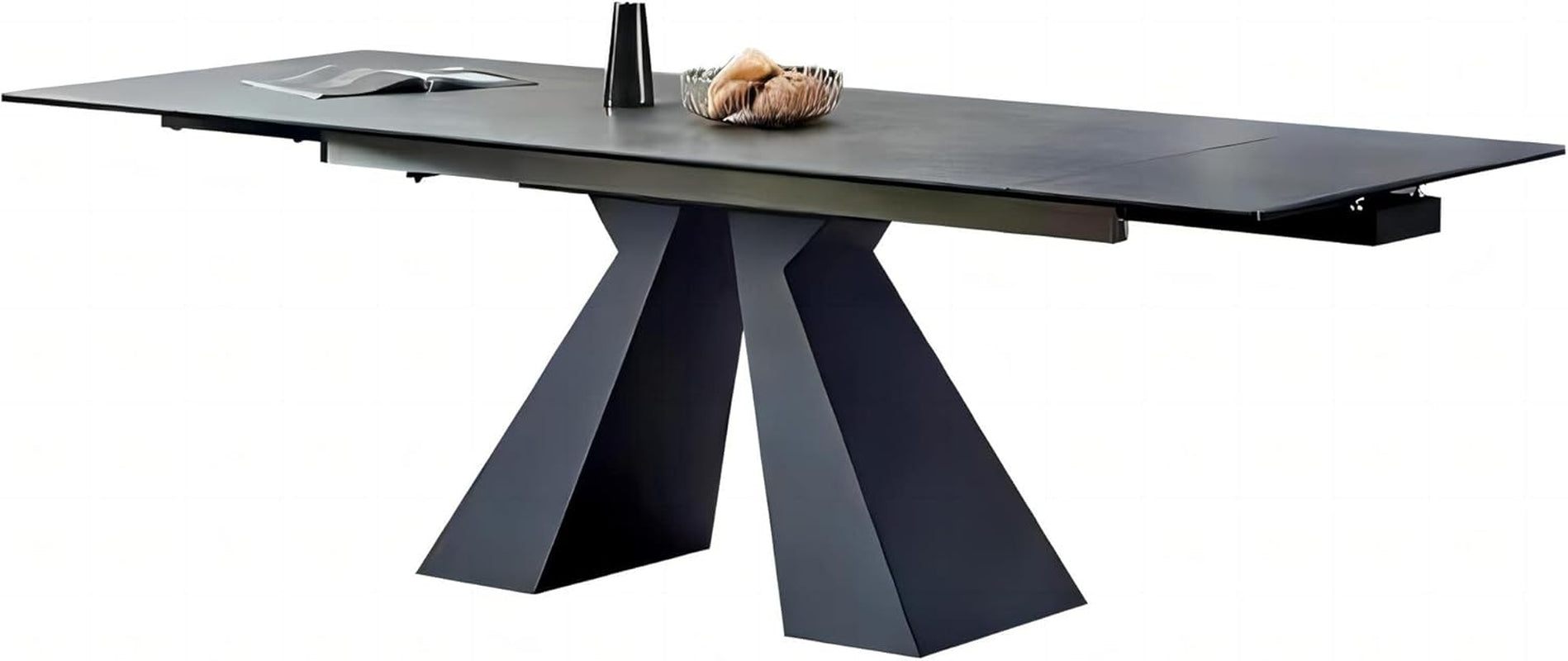 Extendable Dining Table For 8 To 12 Seats Dark Grey Finish