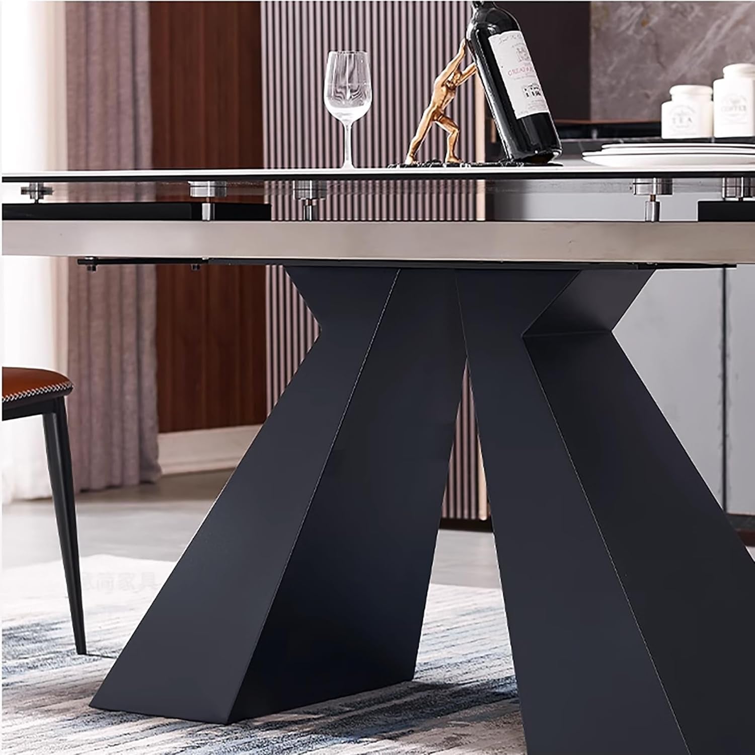 Extendable Dining Table For 8 To 12 Seats, White Glass Top