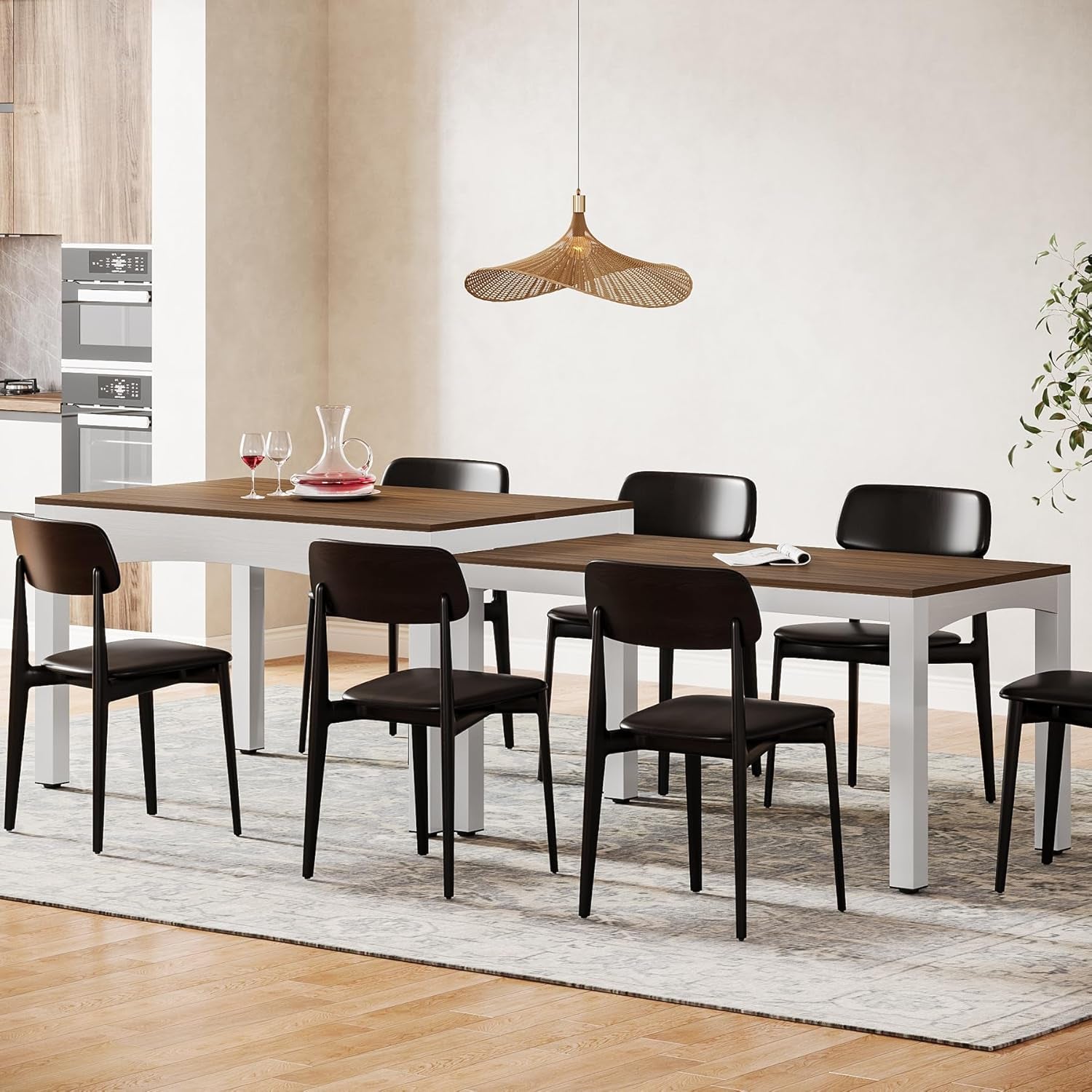 Extendable Farmhouse Dining Table 47 To 95 Inches Brown