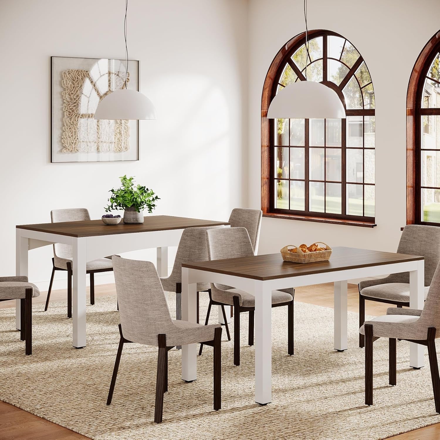 Extendable Farmhouse Dining Table 47 To 95 Inches Brown