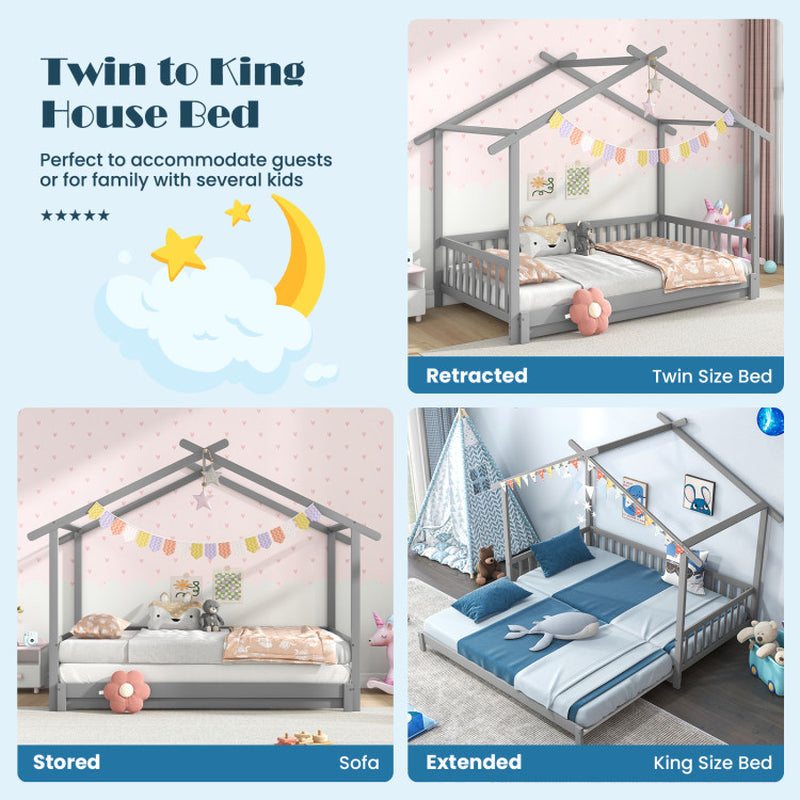 Extendable House Bed Twin To King Daybed With Roof