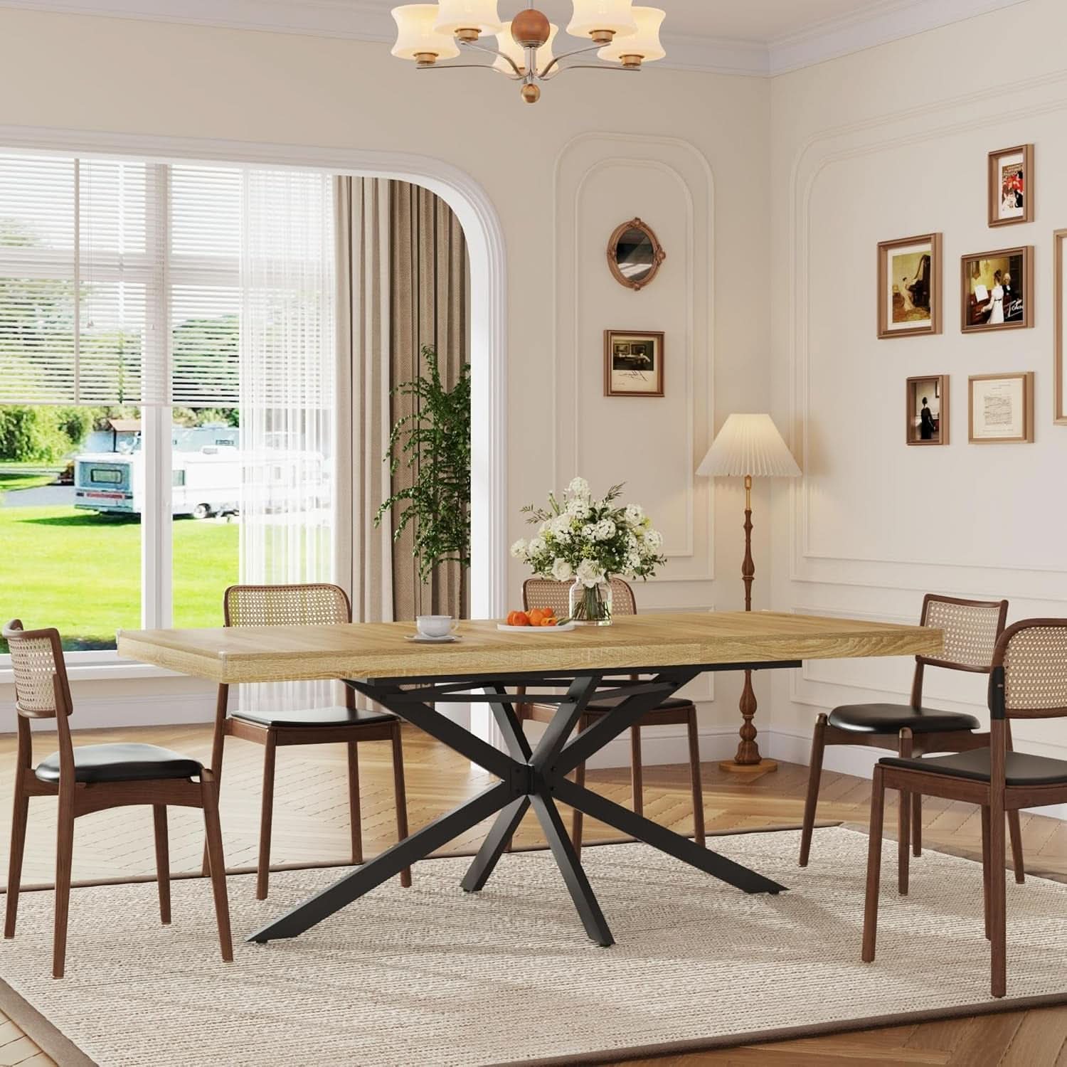 Extendable Oak Rectangular Dining Table For 6 To 8