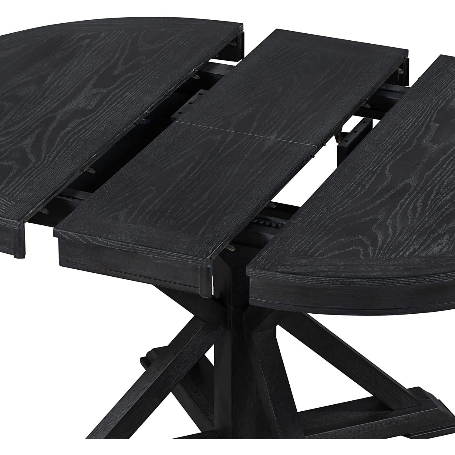 Extendable Round Dining Table Set 5 Piece Modern Farmhouse Style