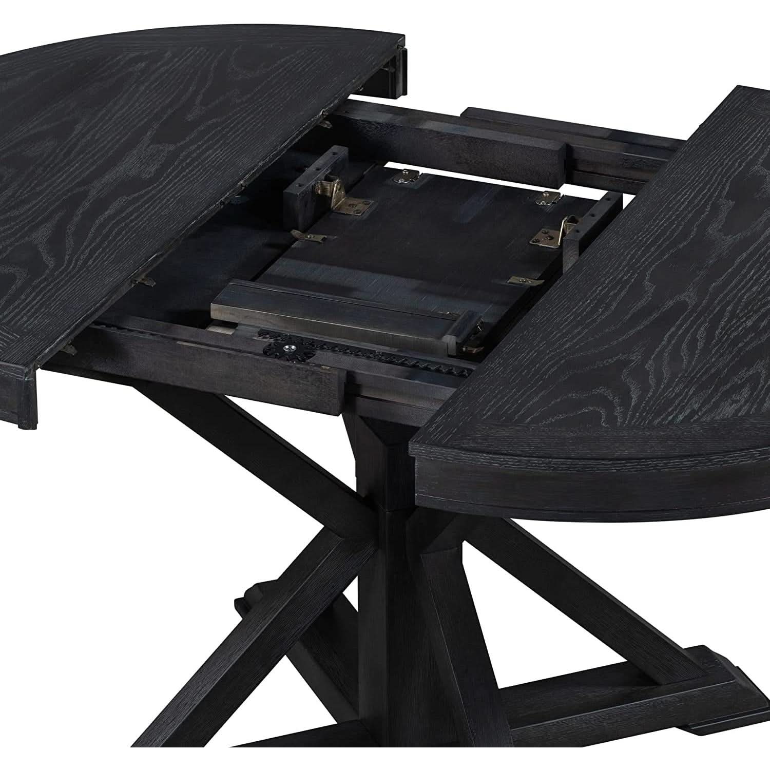 Extendable Round Dining Table Set 5 Piece Modern Farmhouse Style