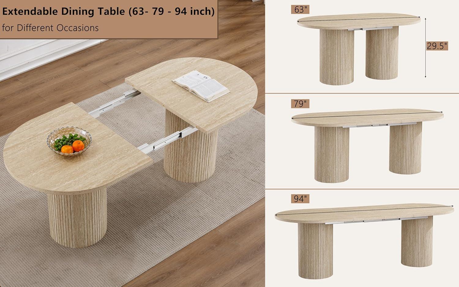 Extendable Walnut Farmhouse Dining Table 63 To 94 Inches