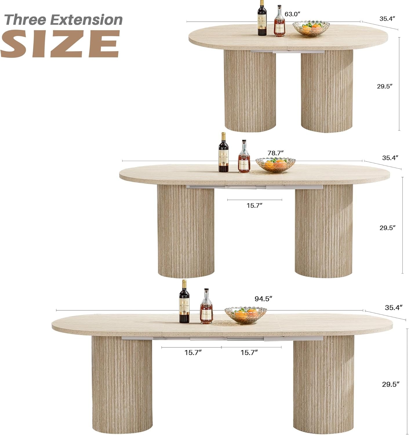 Extendable Walnut Farmhouse Dining Table 63 To 94 Inches