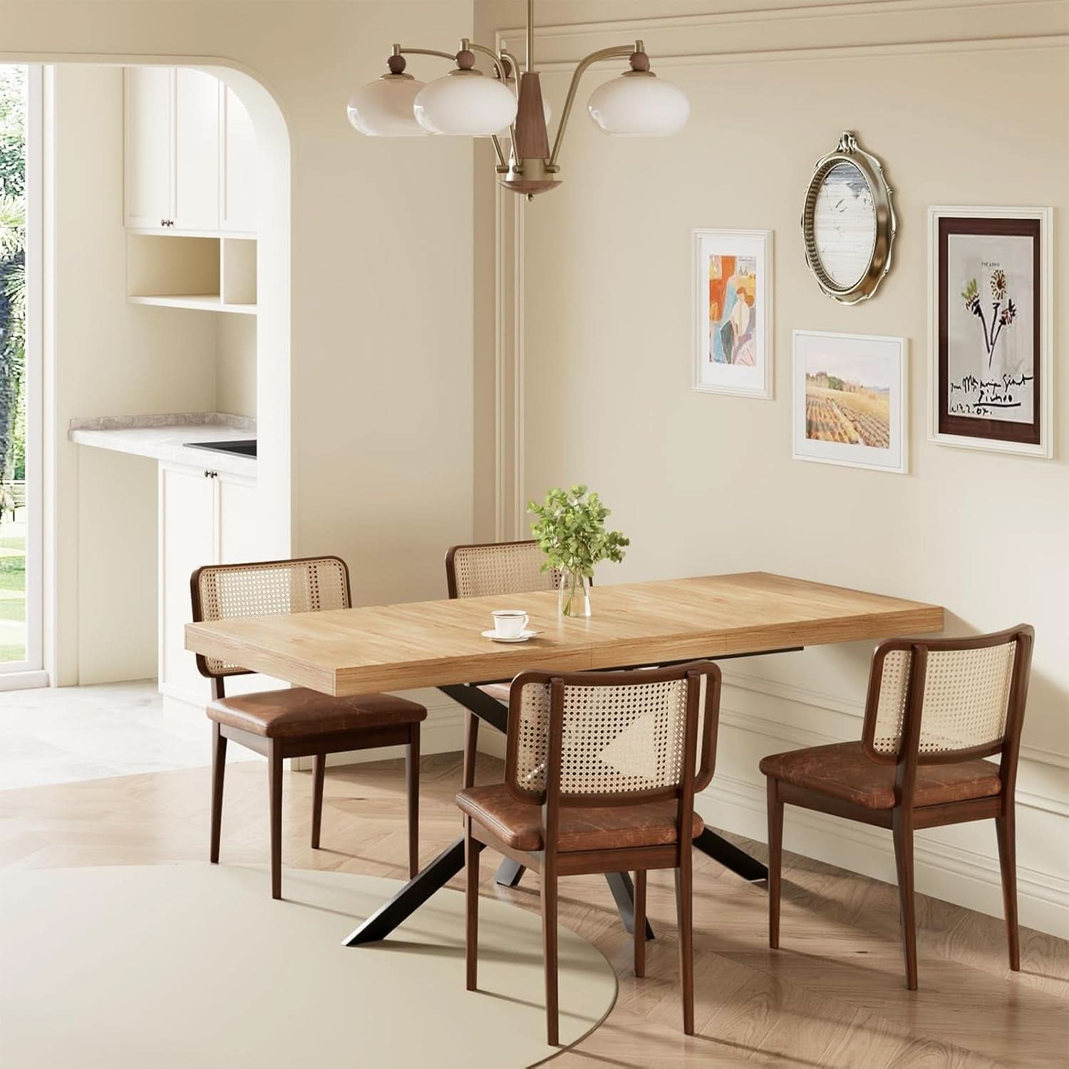 Extendable Wood Dining Table 55 To 70 With Removable Leaves