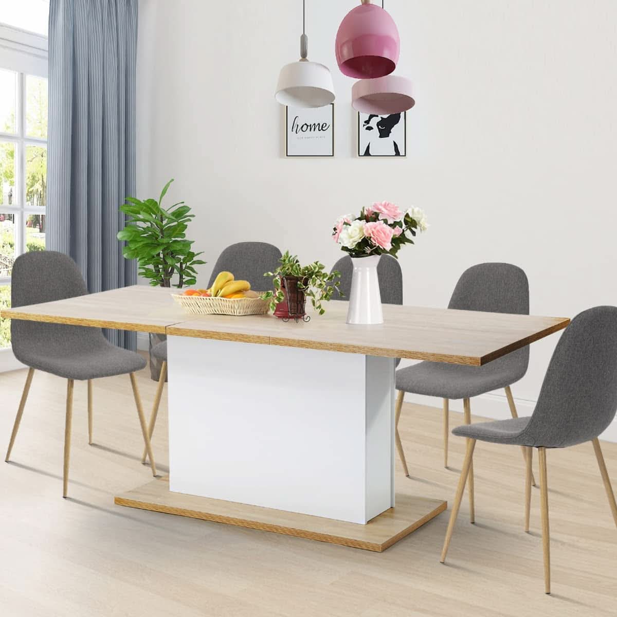 Extensible Dining Table For 4 To 8 People Wooden Top