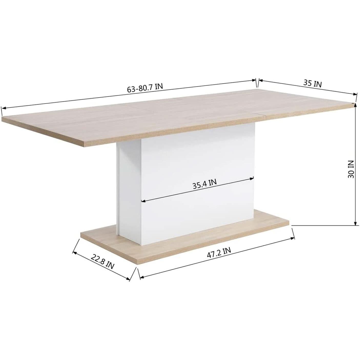 Extensible Dining Table For 4 To 8 People Wooden Top