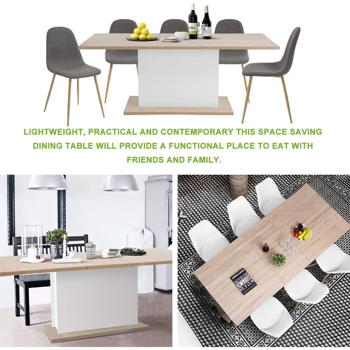 Extensible Dining Table For 4 To 8 People Wooden Top