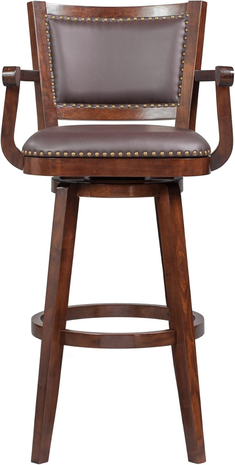 Extra Tall Swivel Barstool with Durable Rubberwood Frame