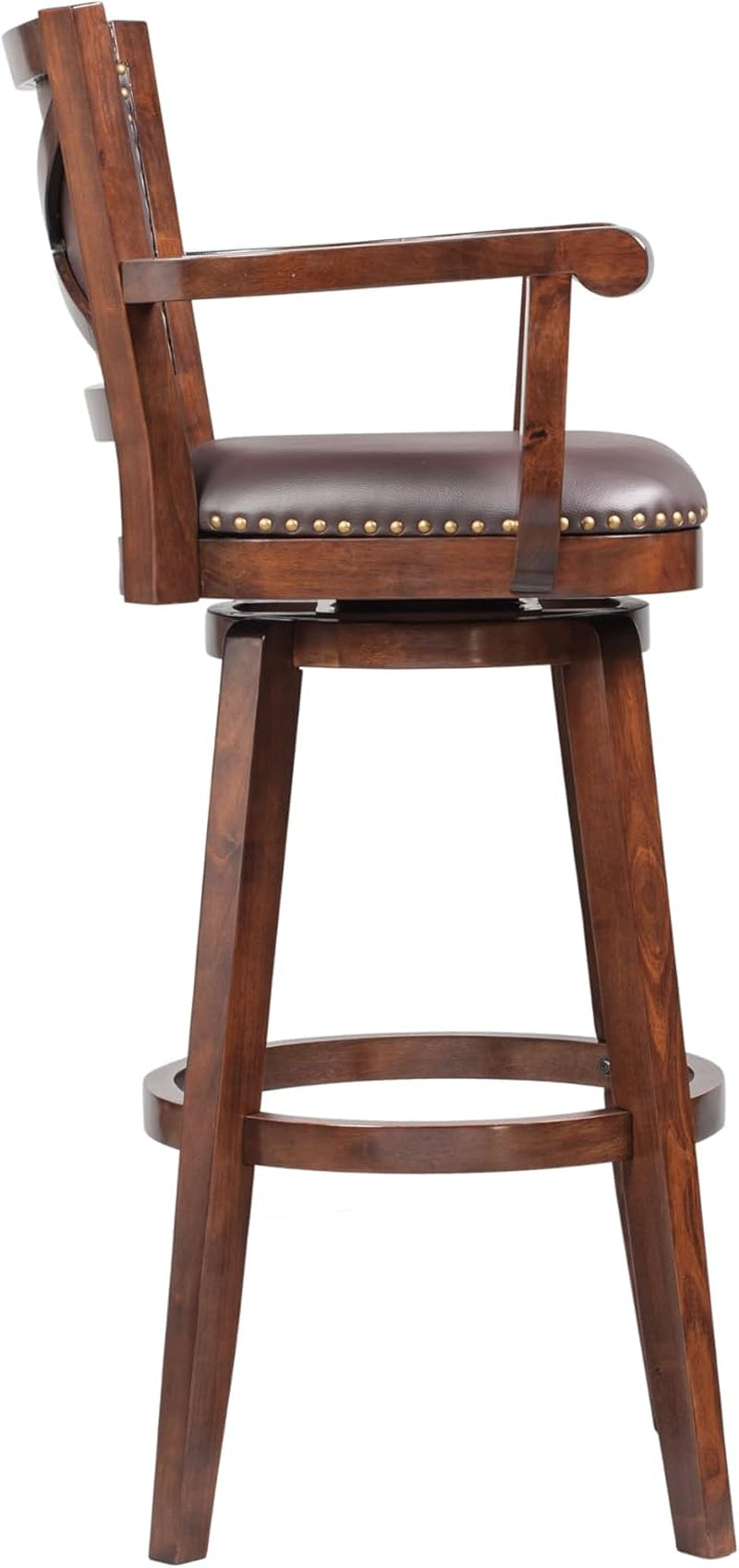 Extra Tall Swivel Barstool with Durable Rubberwood Frame
