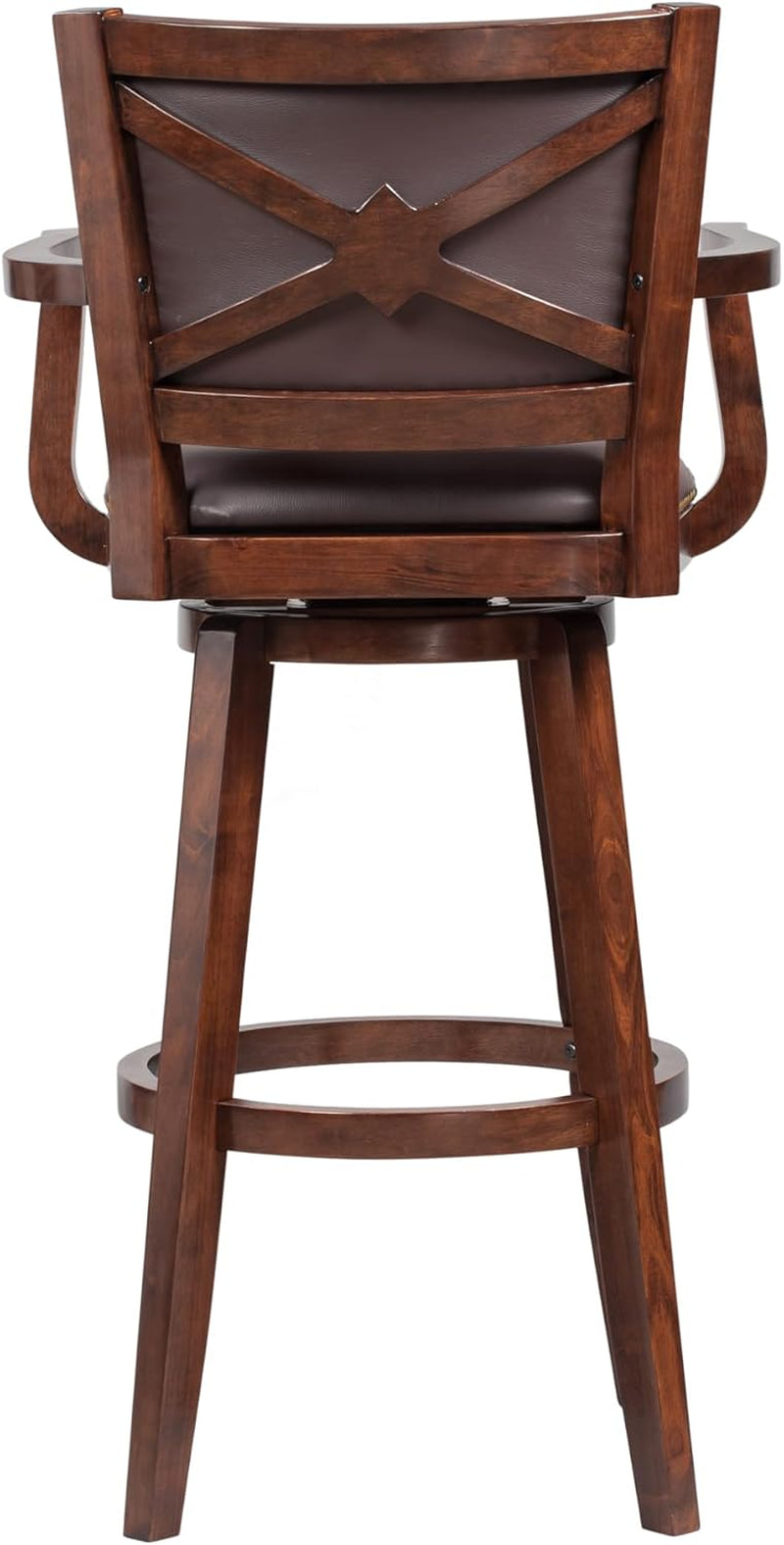 Extra Tall Swivel Barstool with Durable Rubberwood Frame