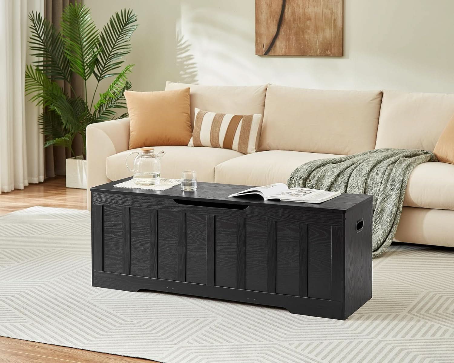 ExtraLarge 51.2 InchesHigh Storage Chest Bench Black
