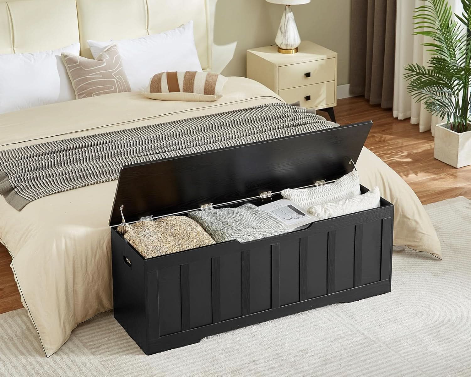 ExtraLarge 51.2 InchesHigh Storage Chest Bench Black