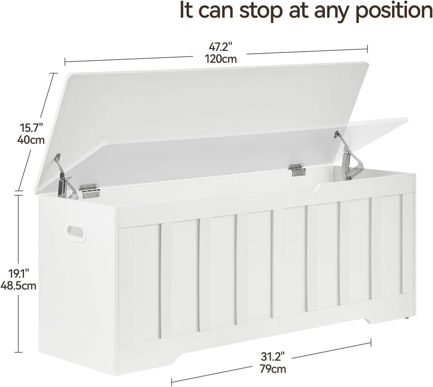 ExtraLarge Storage Chest White Wood Bench Hinges Durable