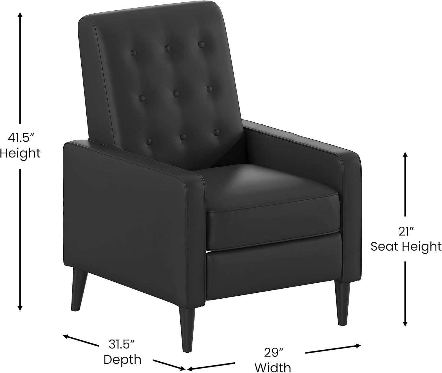 Ezra Pushback Recliner Black LeatherSoft Upholstery