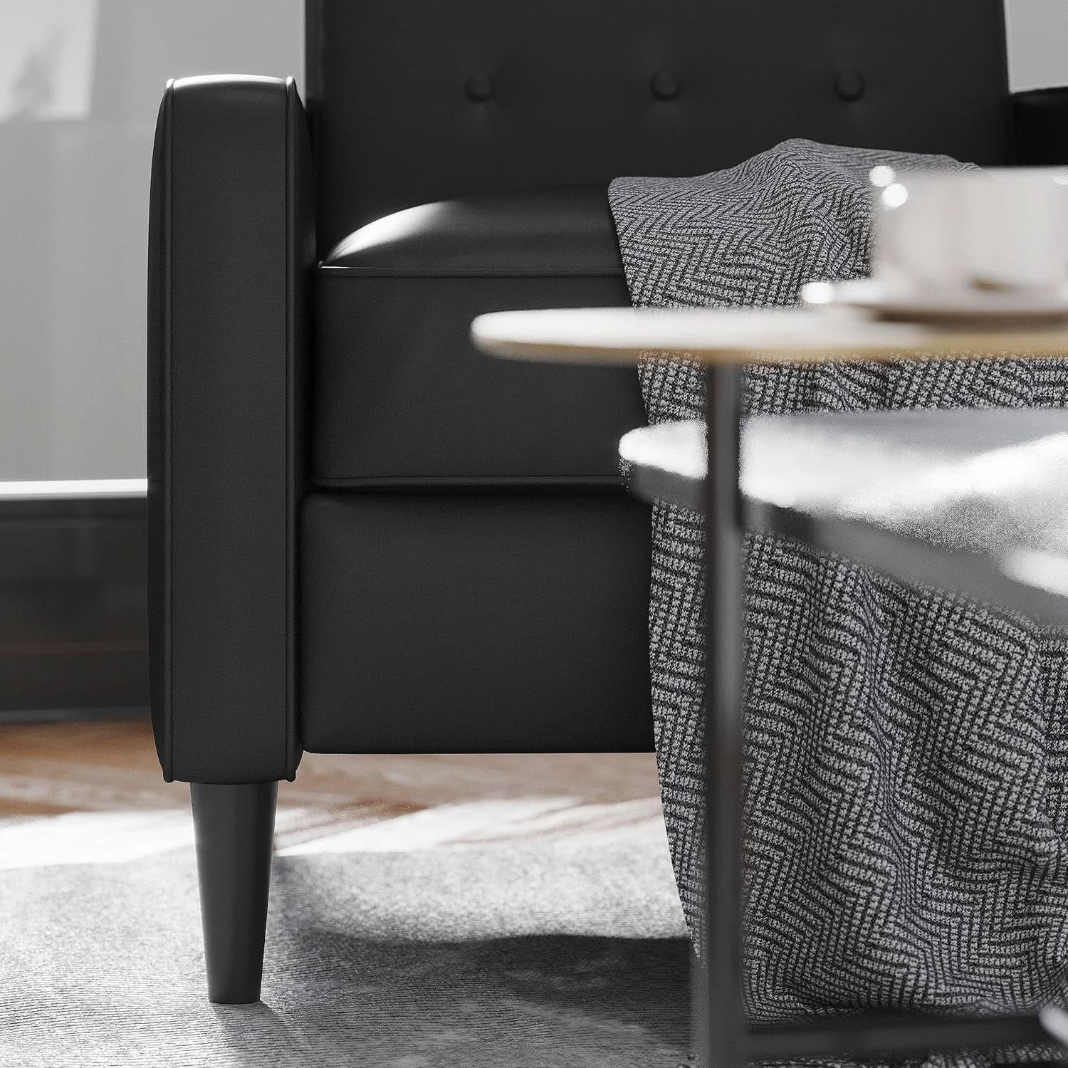 Ezra Pushback Recliner Black LeatherSoft Upholstery