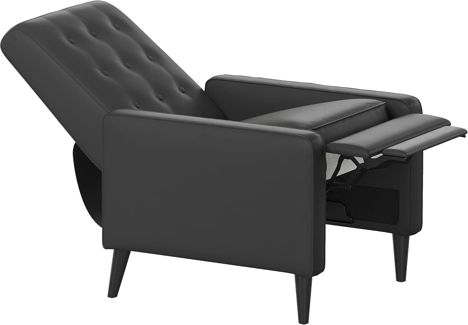 Ezra Pushback Recliner Black LeatherSoft Upholstery