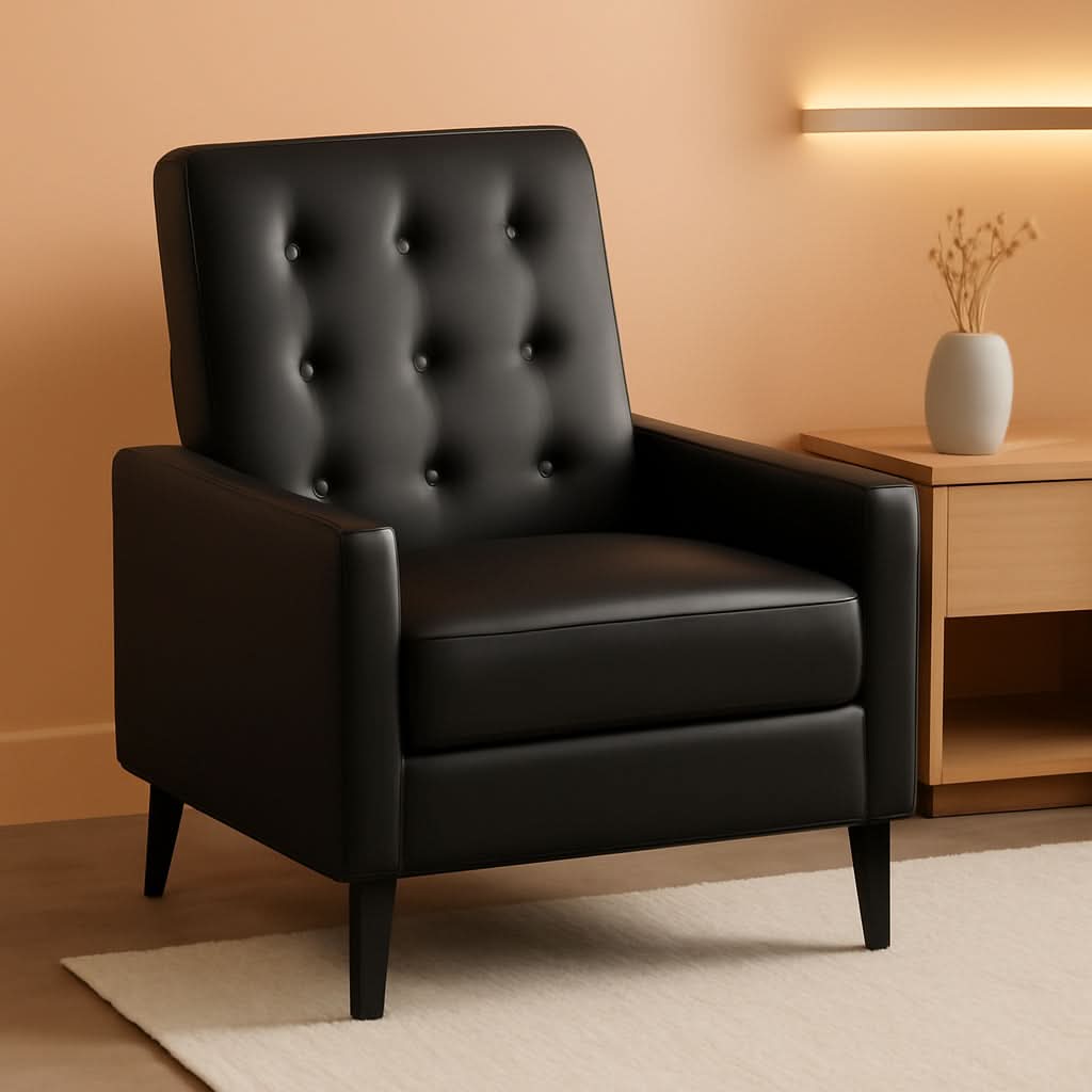 Ezra Pushback Recliner Black LeatherSoft Upholstery
