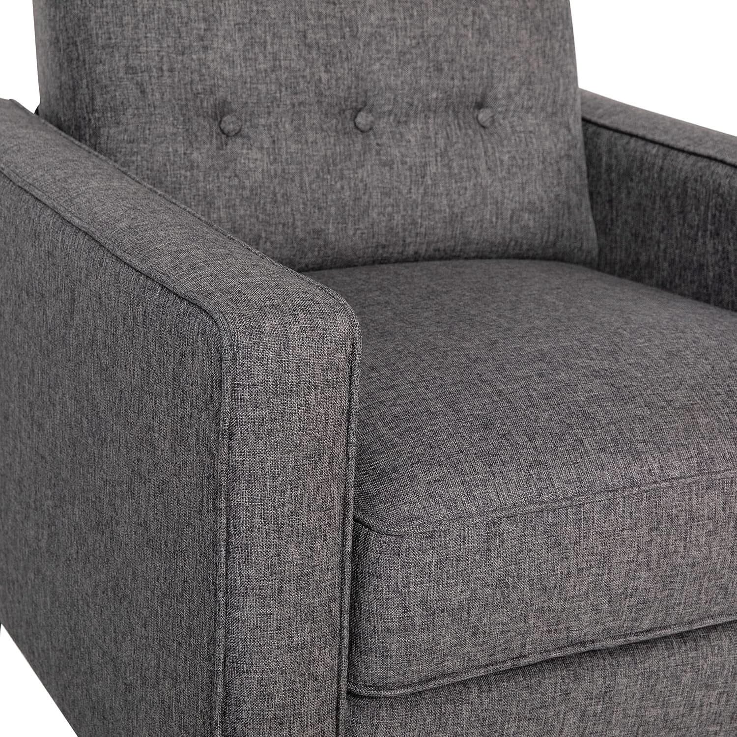 Ezra Pushback Recliner Gray Fabric Mid Century Modern