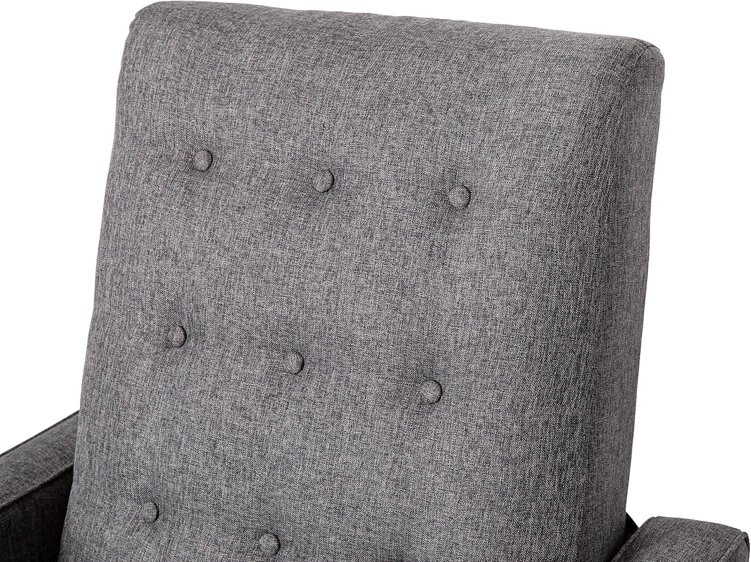 Ezra Pushback Recliner Gray Fabric Mid Century Modern