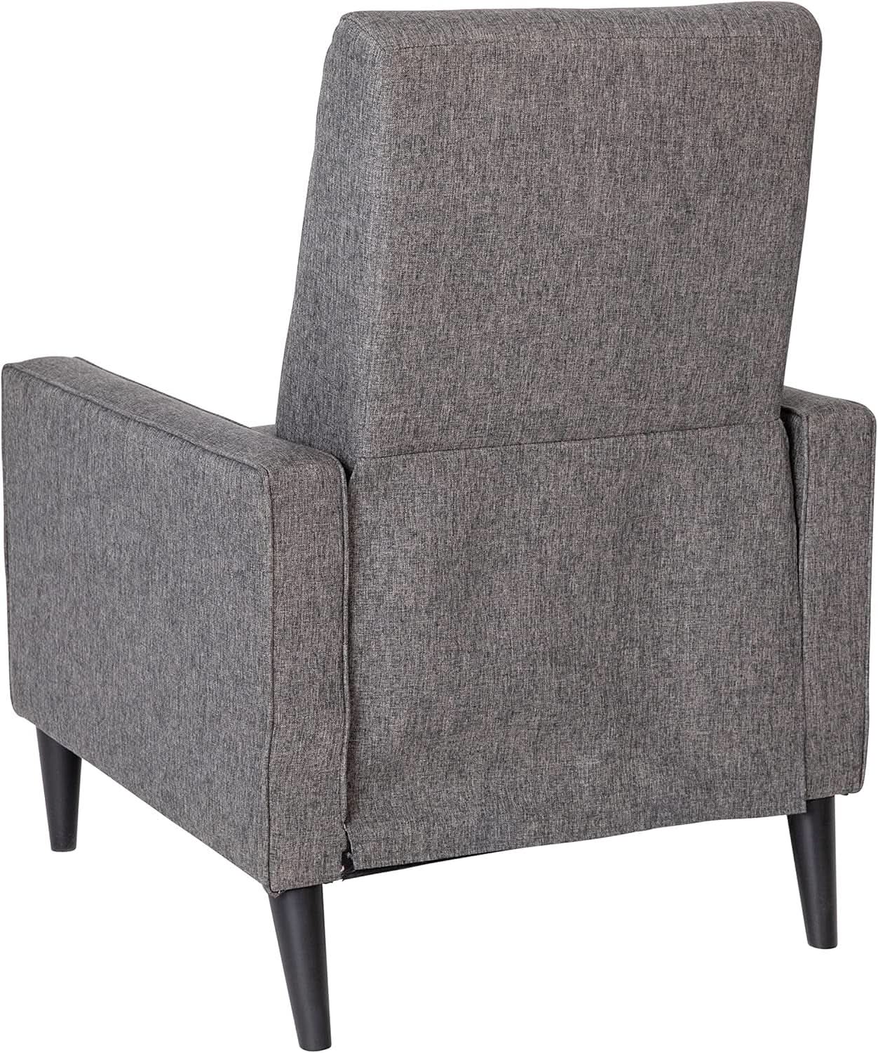 Ezra Pushback Recliner Gray Fabric Mid Century Modern