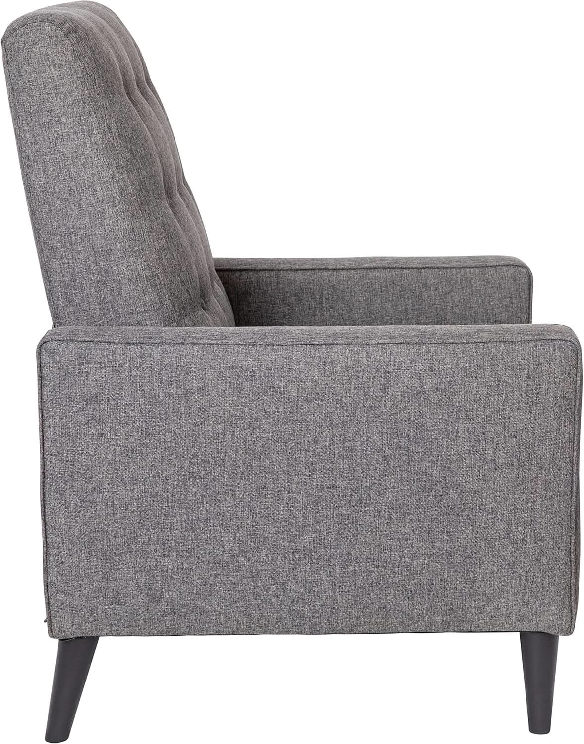 Ezra Pushback Recliner Gray Fabric Mid Century Modern