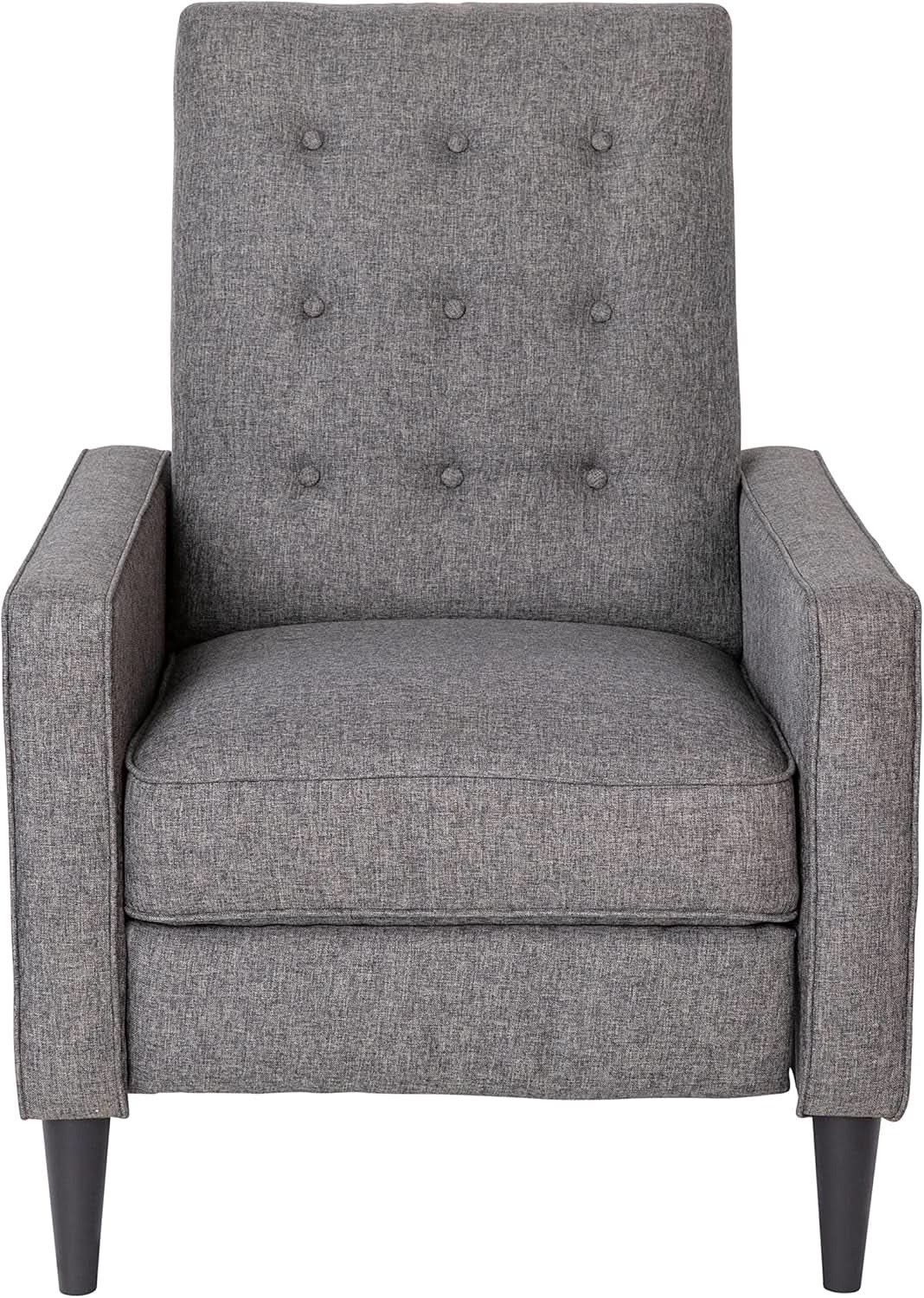 Ezra Pushback Recliner Gray Fabric Mid Century Modern