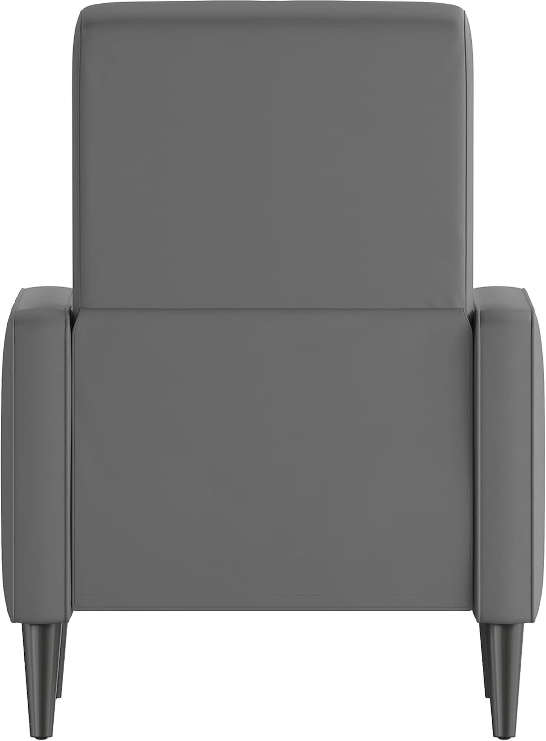 Ezra Pushback Recliner Light Gray LeatherSoft Mid Century Modern