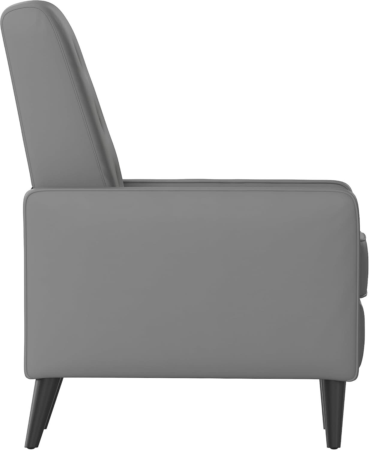 Ezra Pushback Recliner Light Gray LeatherSoft Mid Century Modern