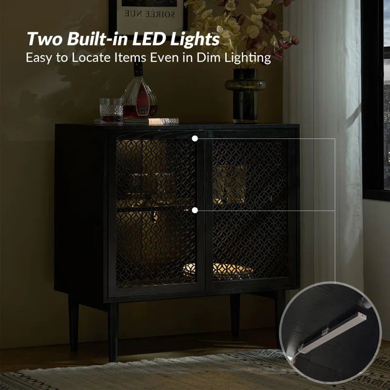 Fabion 32 Tall LED Illuminated Accent Cabinet Wood