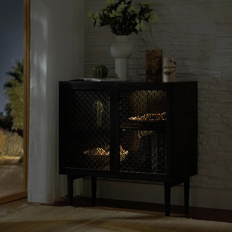 Fabion 32 Tall LED Illuminated Accent Cabinet Wood