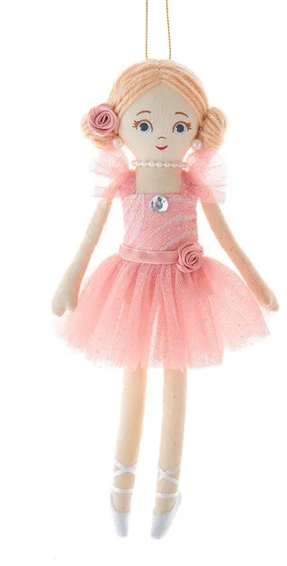 Fabric Ballet Girl Ornament - Pink with Blonde Hair
