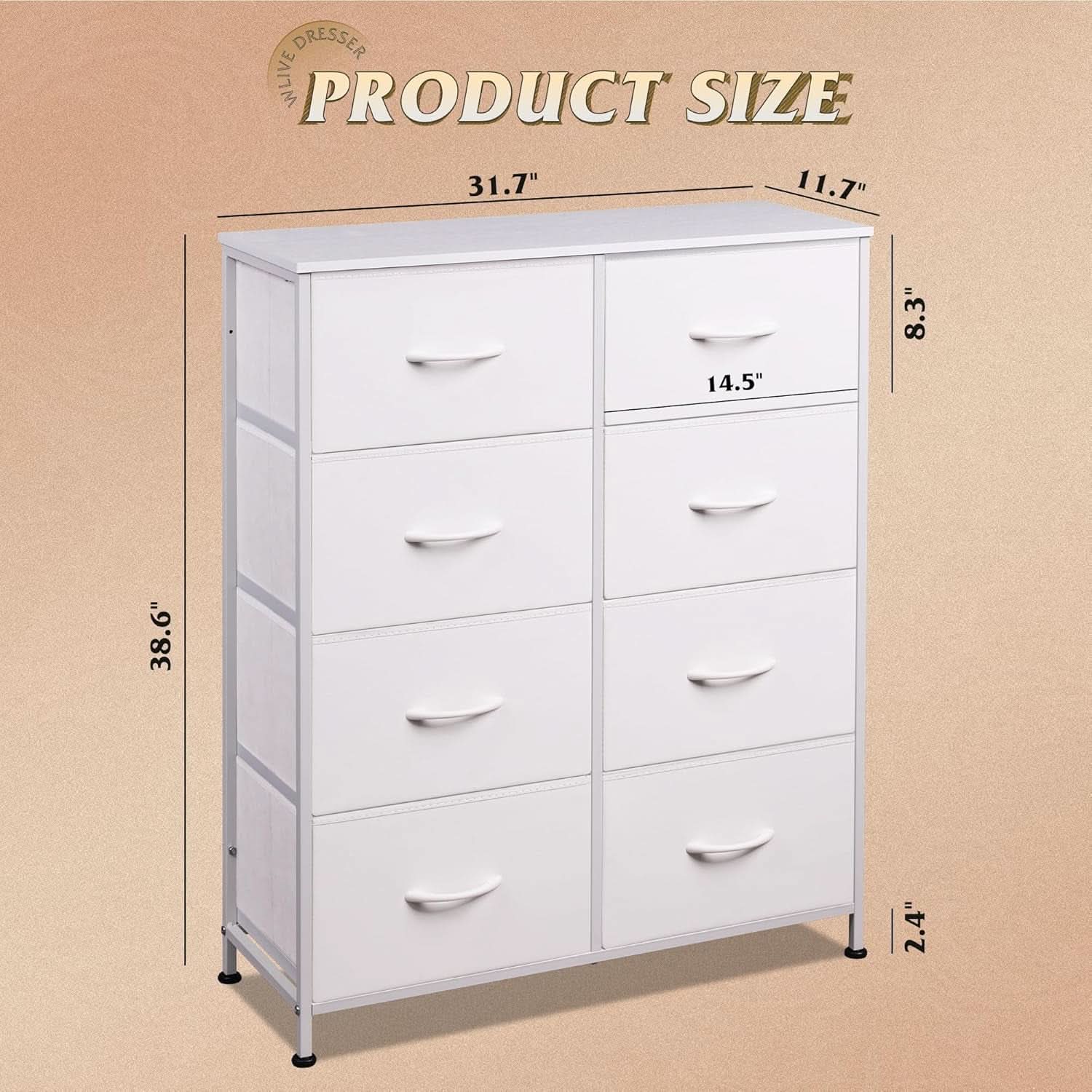 Fabric Dresser For Bedroom Tall White Modern Storage Unit