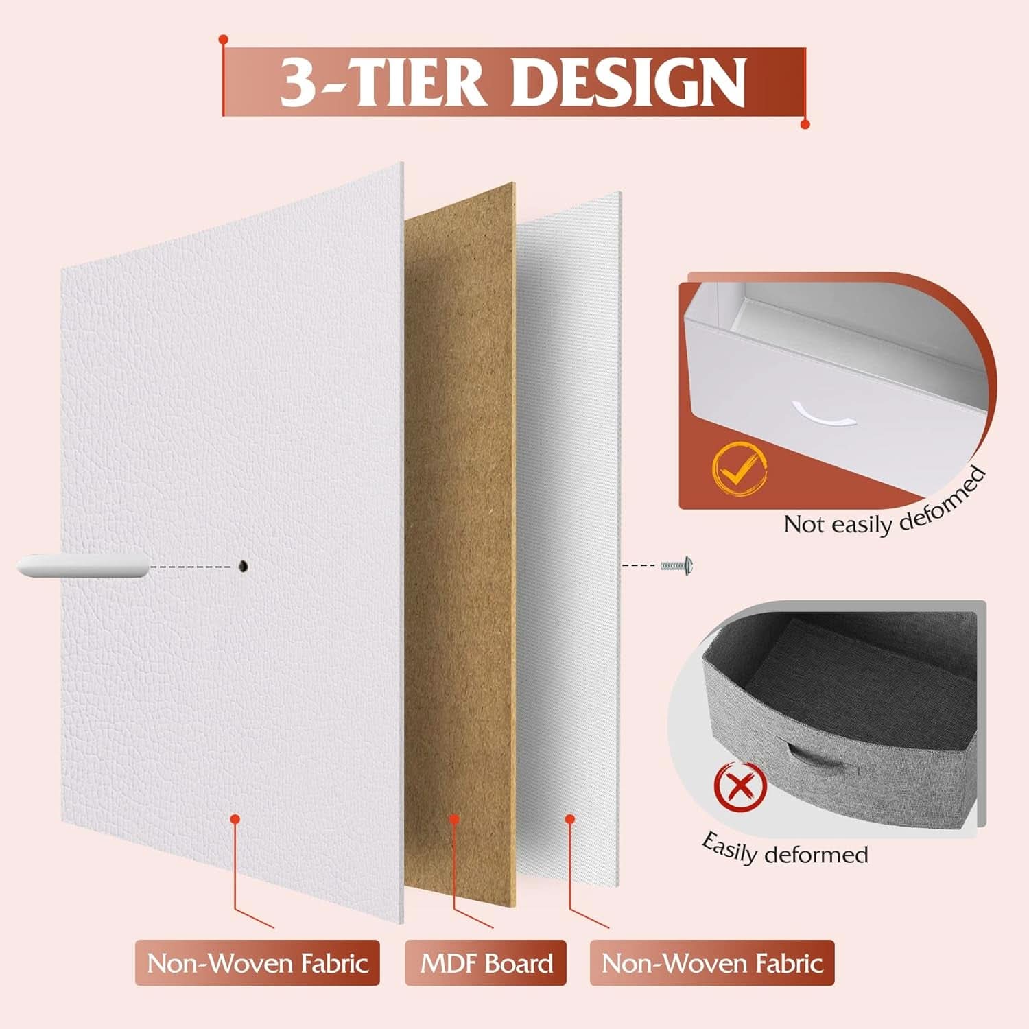 Fabric Dresser With 10 Drawers In White For Bedroom Storage