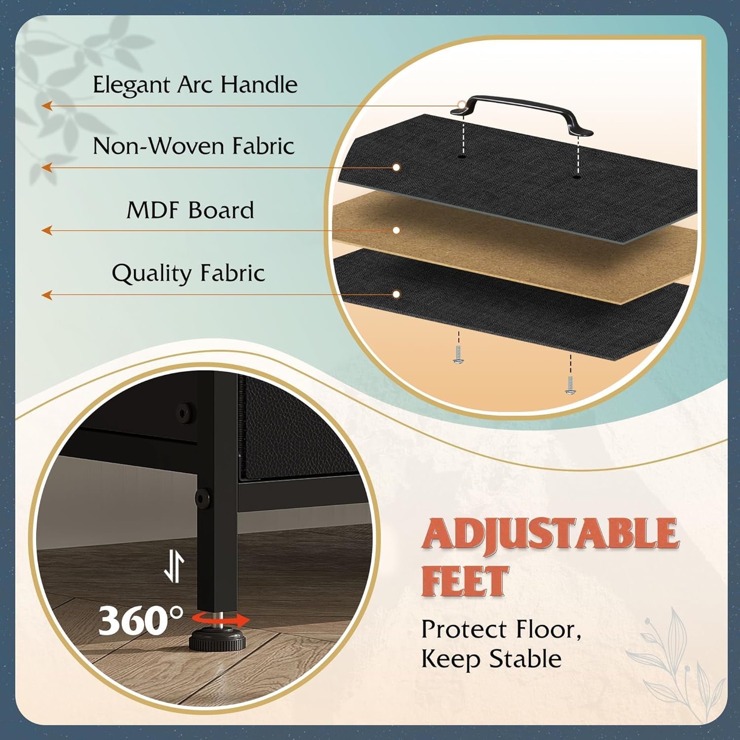 Fabric Dresser With 6 Drawers And 60 Inch TV Stand