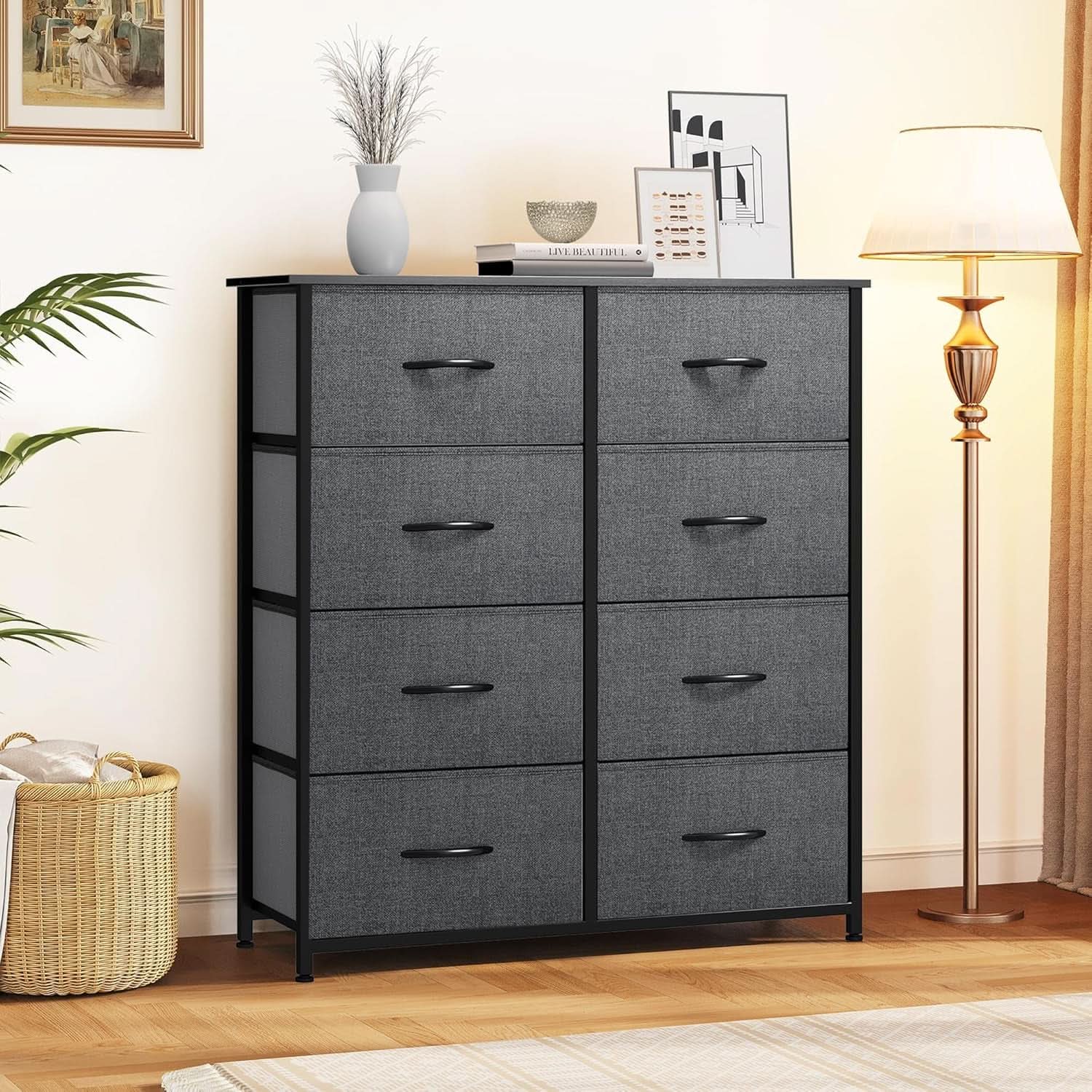 Fabric Dresser With 8 Drawers Tall Chest For Bedroom Closet