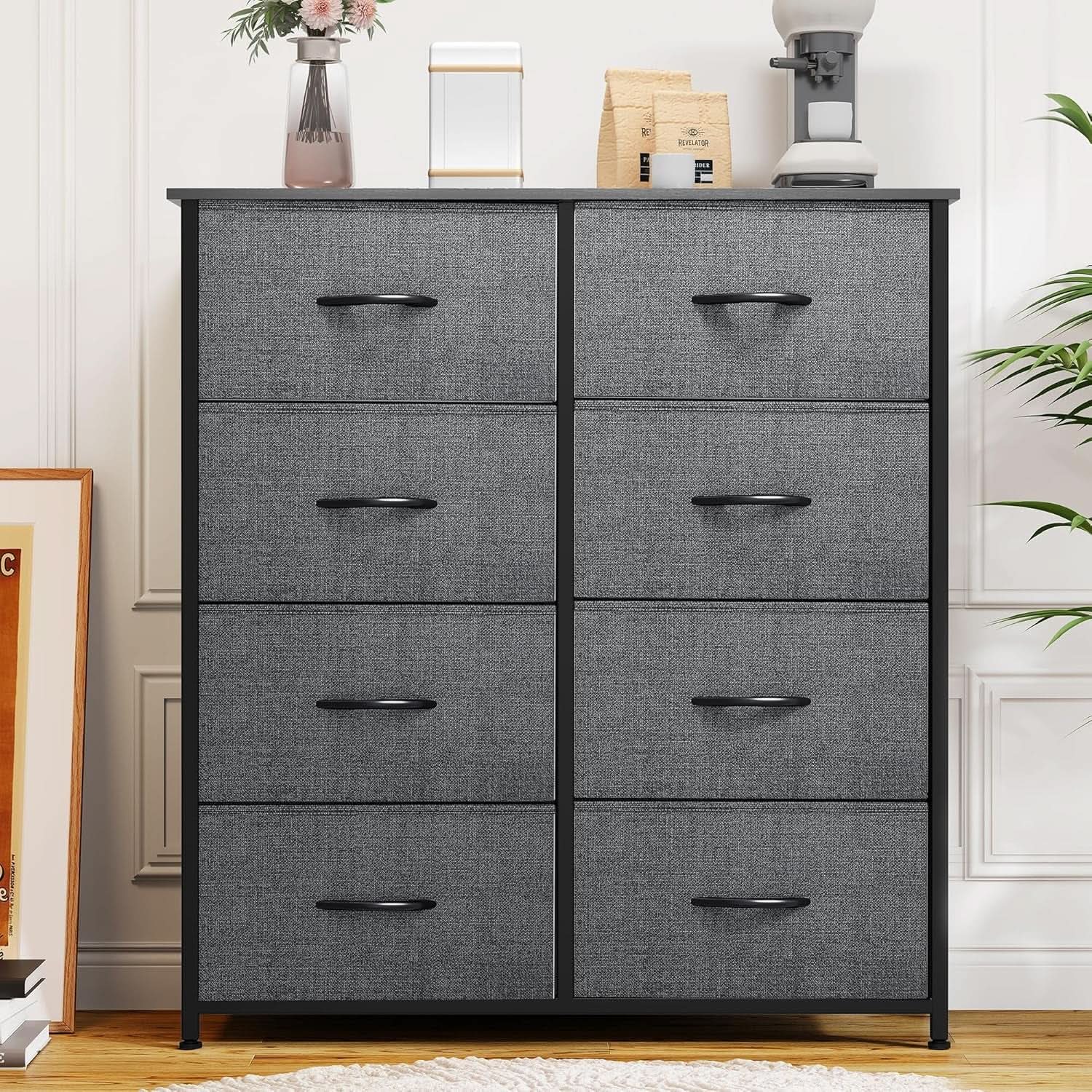 Fabric Dresser With 8 Drawers Tall Chest For Bedroom Closet
